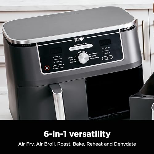 Ninja DZ401 Foodi 10 Quart DualZone XL 2-Basket Air Fryer, Grey L260