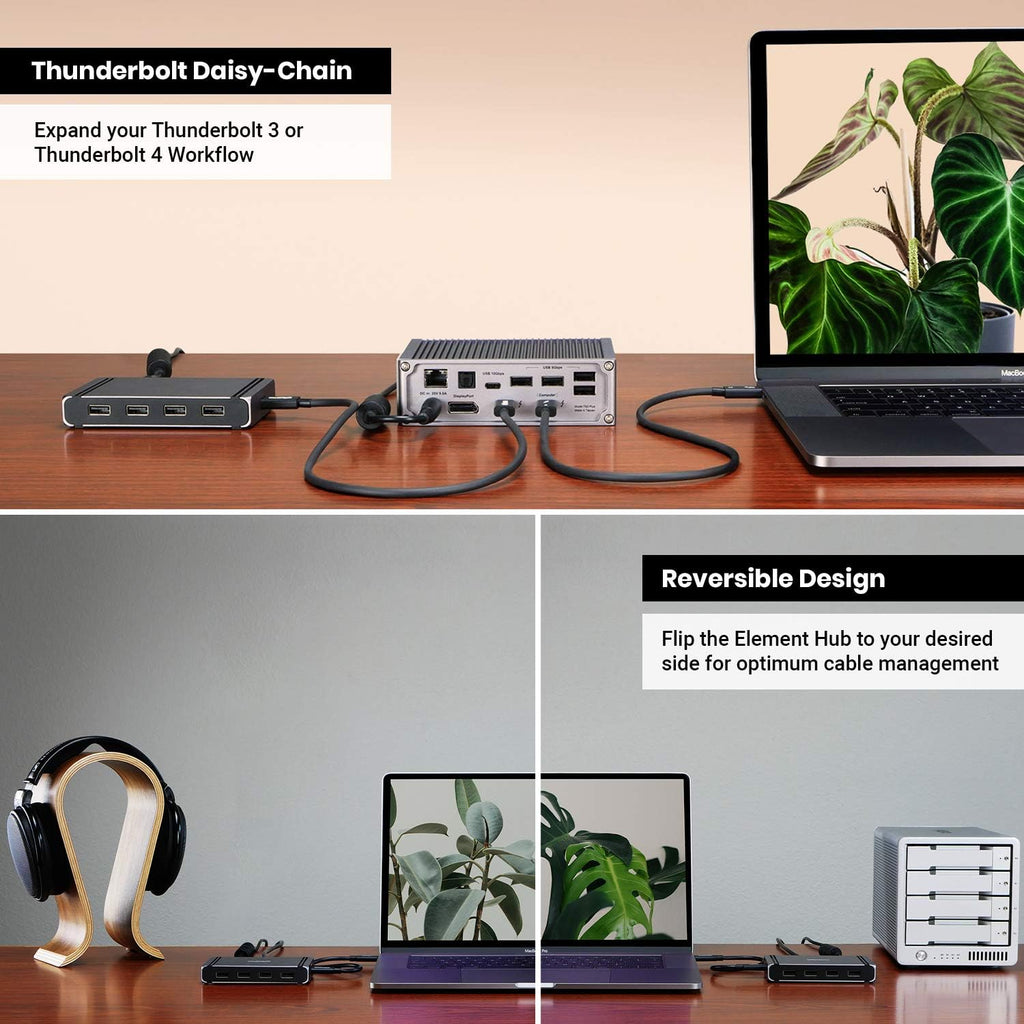 CalDigit Thunderbolt 4 Element Hub - 4X Thunderbolt 4/USB4, 4X USB 3.2 Gen2, 60W Charging N41354