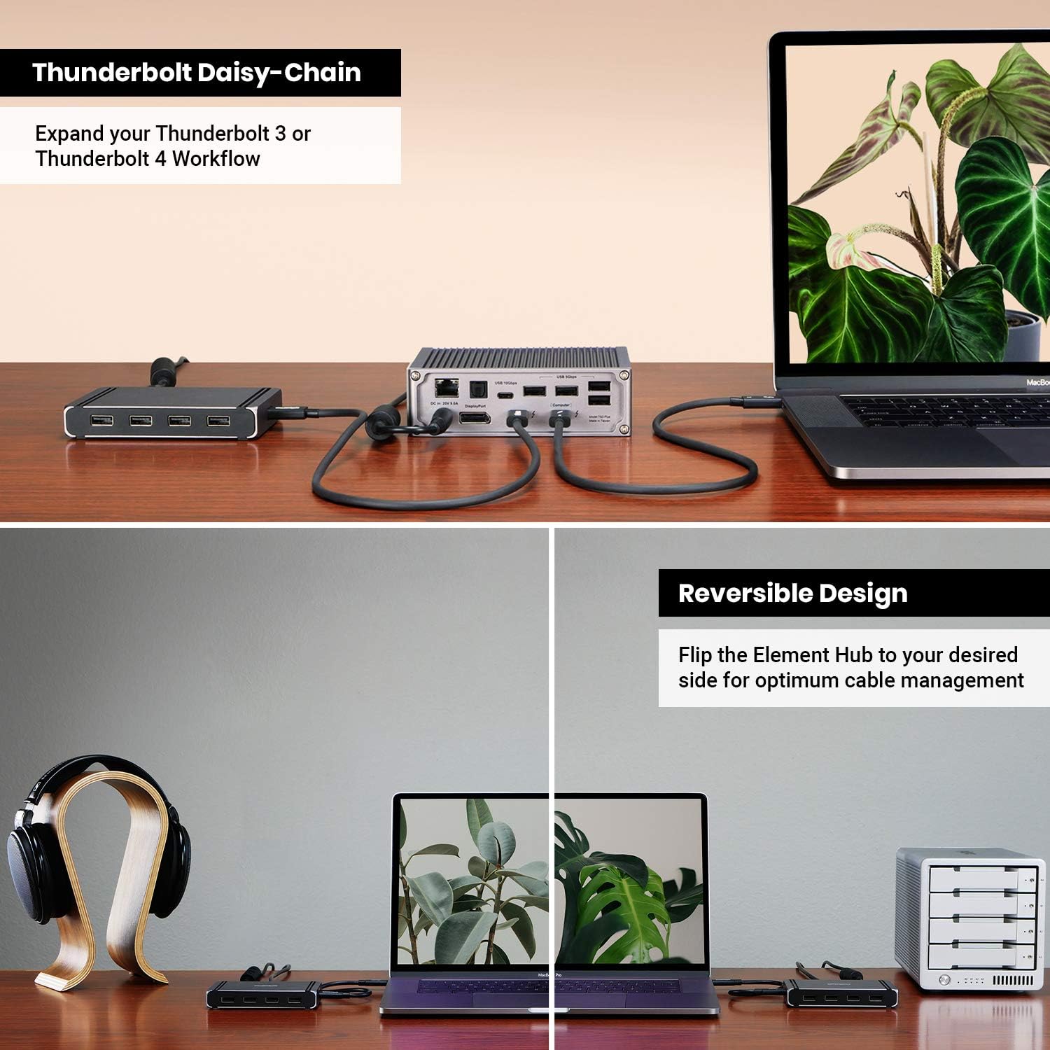 CalDigit Thunderbolt 4 Element Hub - 4X Thunderbolt 4/USB4, 4X USB 3.2 Gen2, 60W Charging N41354
