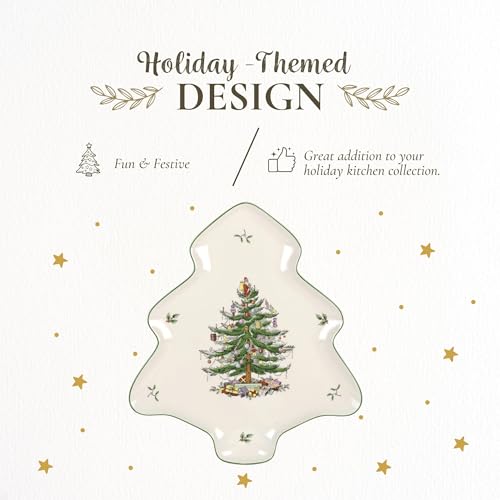 Spode Christmas Tree 14-Inch Tree-Shaped Porcelain Serving Platter H48565