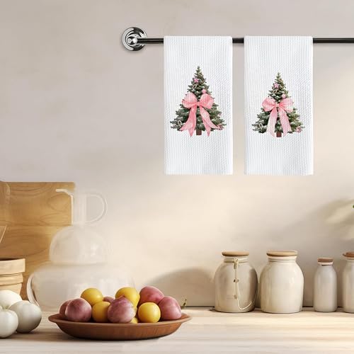 Christmas Tree Kitchen Towels - Neutral Christmas Hand Towels, 16 x 24 Inch V47794