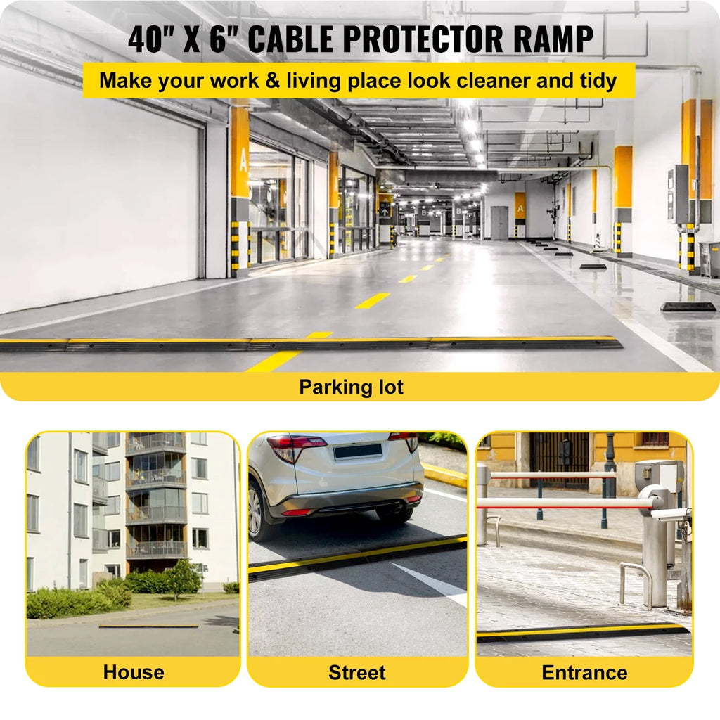 VEVOR 4 Pack 1-Channel Rubber Cable Protector Ramp Heavy Duty 22046lbs C6843