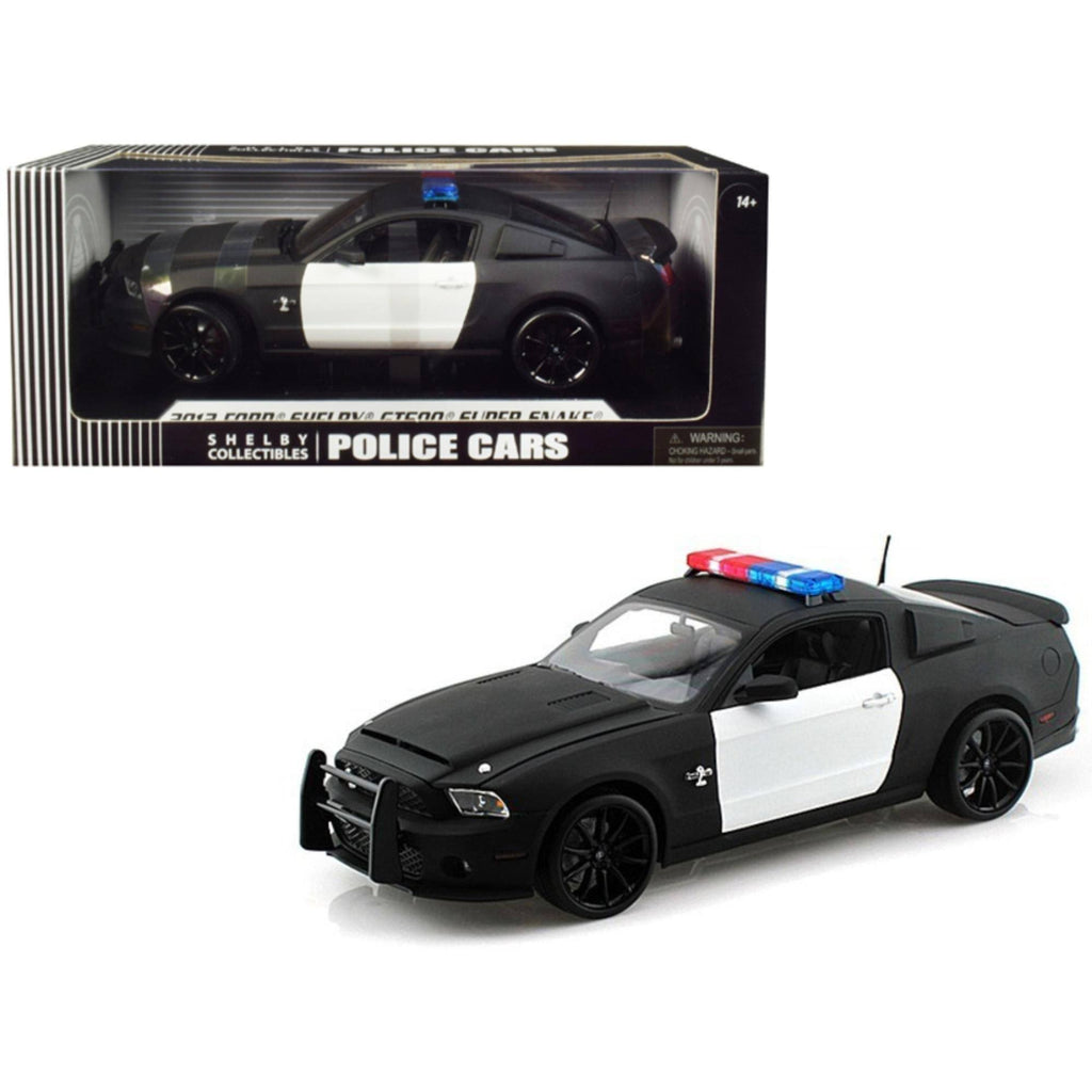 2012 Ford Shelby Mustang GT500 Super Snake Unmarked Police Car Black/White 1/18 Diecast Model Car by Shelby Collectibles SC462