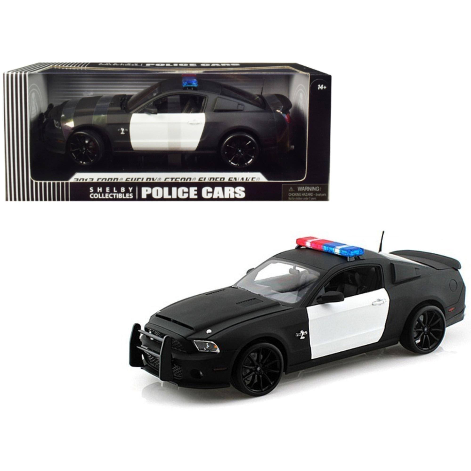2012 Ford Shelby Mustang GT500 Super Snake Unmarked Police Car Black/White 1/18 Diecast Model Car by Shelby Collectibles SC462