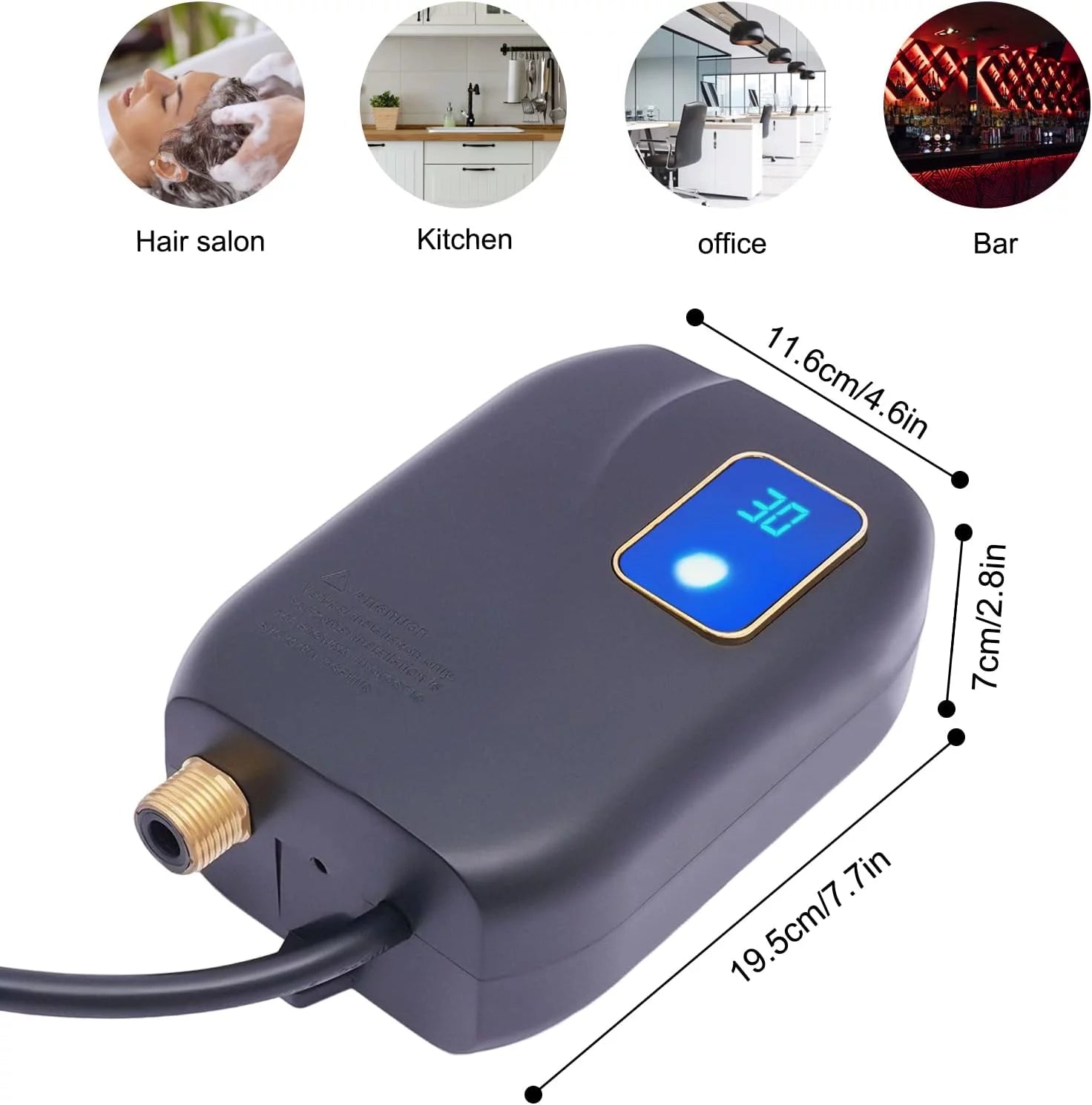 OUKANING Thermostatic Tankless Electric Water Heater 110V 3000W H581749