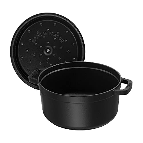 STAUB Cast Iron Dutch Oven 5.5-qt Round Cocotte, Black Matte P4487