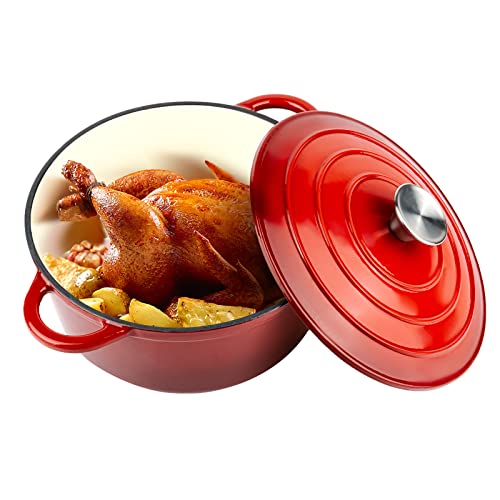 Miereirl 6 Quart Enameled Cast Iron Dutch Oven with Lid, Dark Blue P867
