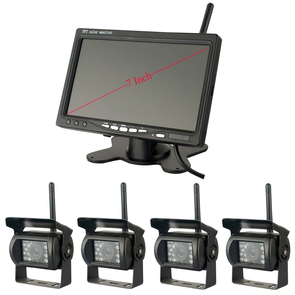 7x22 LCD Wireless Backup Camera Monitor with 4 Cameras IR Night Vision for RV Truck Trailer S96939