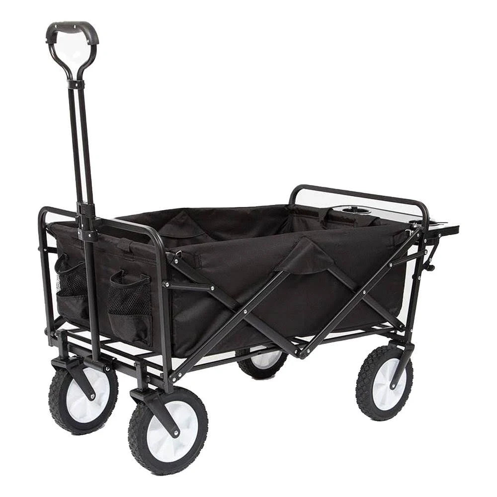 Mac Sports Folding Outdoor Garden Utility Wagon Cart w/ Table, Black