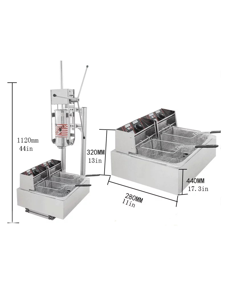 INTSUPERMAI Spanish Churros Maker with Electric Deep Fryer 12L A390051