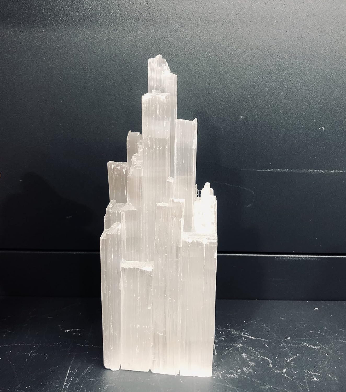 RALDMOV Hand Carved Natural White Selenite Tower Decor, 2 Pack H6641