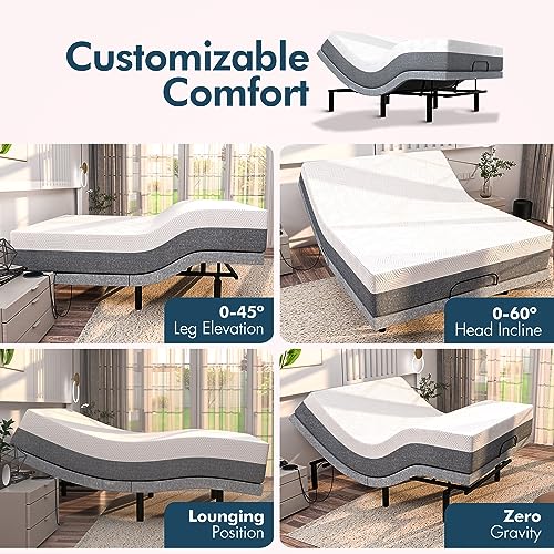 Adjustable Bed Base with Massage, Queen Size, Wireless Remote, Zero Gravity U627366