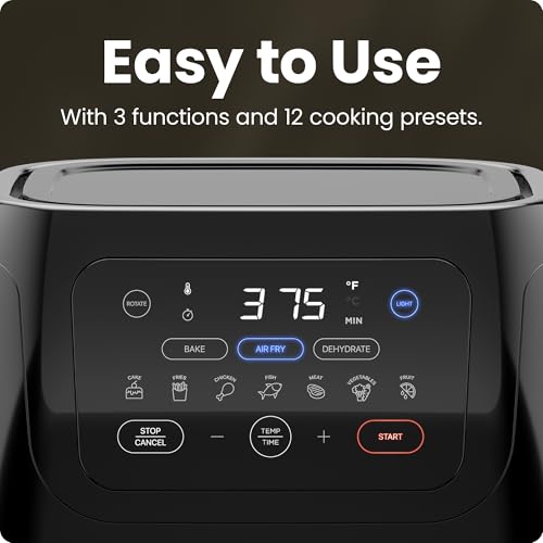 CHEFMAN Multifunctional Digital Air Fryer Rotisserie Dehydrator Convection Oven, 10L, Black H5903