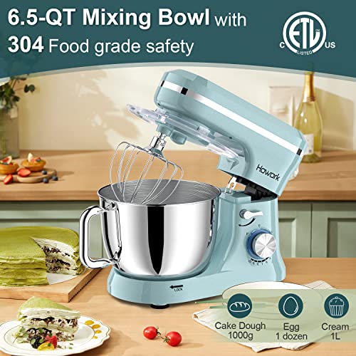 HOWORK Electric Stand Mixer 6.5QT Stainless Steel Bowl, Blue P383969