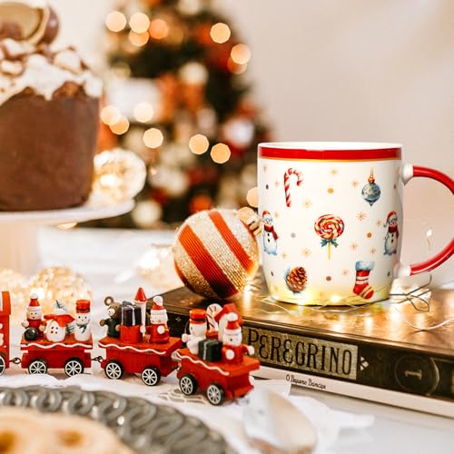 Cabtnca Christmas Mugs Set of 4, Ceramic, 11 Oz V60245