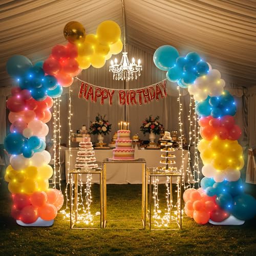 AerWo Balloon Arch Kit 9.35FT & 6FT with Gold Frame Stand for Wedding Party Decor C288064