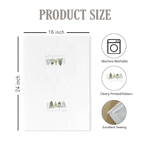 Christmas Tree Kitchen Towels - Neutral Christmas Hand Towels, 16 x 24 Inch V47794