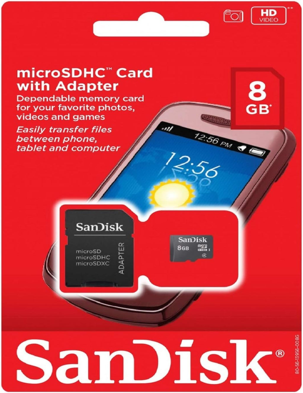 SanDisk microSDHC 8GB Class 2 Card with SD Adapter (SDSDQ-8192) Pack of 2