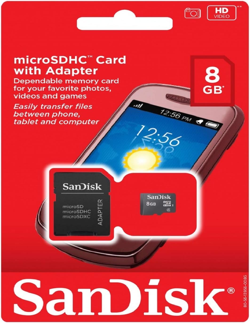 SanDisk microSDHC 8GB Class 2 Card with SD Adapter (SDSDQ-8192) Pack of 2