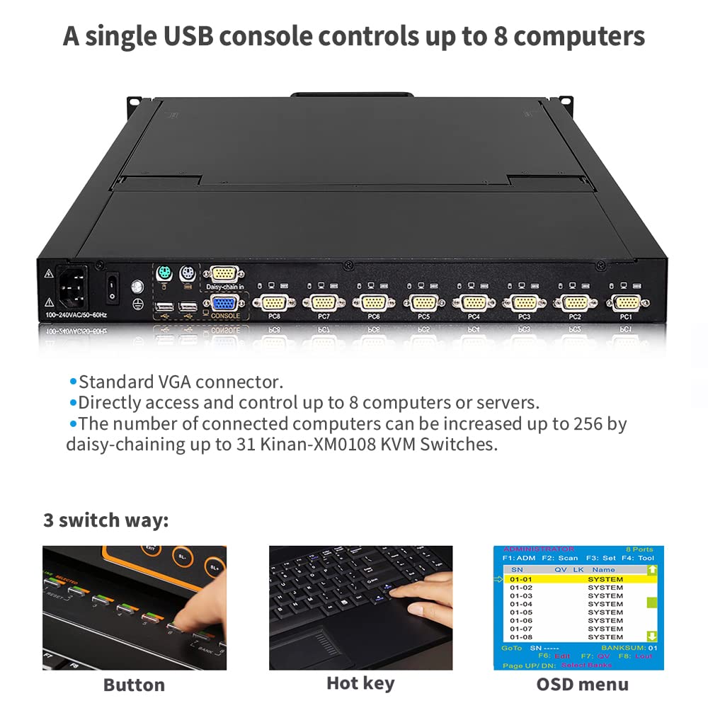 8 Port Rackmount KVM Console with 19" LCD Monitor, VGA, 1U S99701