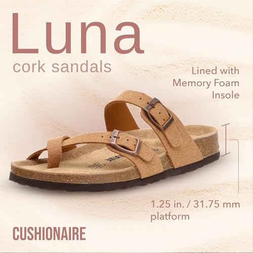 CUSHIONAIRE Women's Luna Cork Footbed Sandal I795