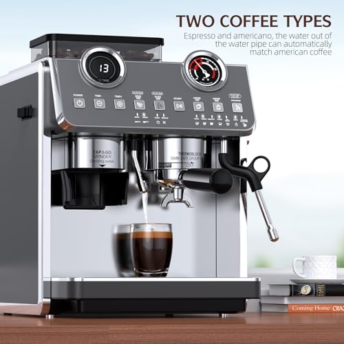 Espresso Machine with Grinder, 20 Bar, Stainless Steel R83369