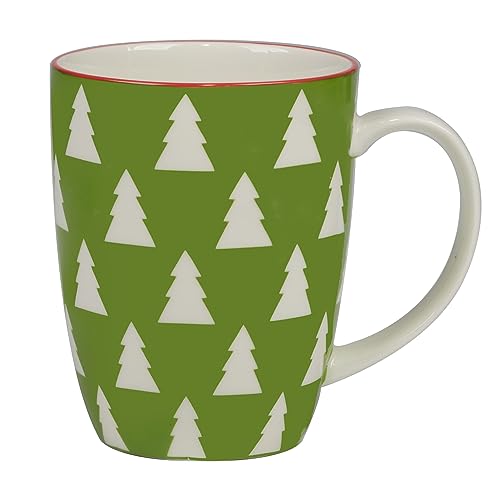 Holiday Fun Porcelain Mugs – Set of 6 Assorted 14 oz Cups with Christmas Designs F216