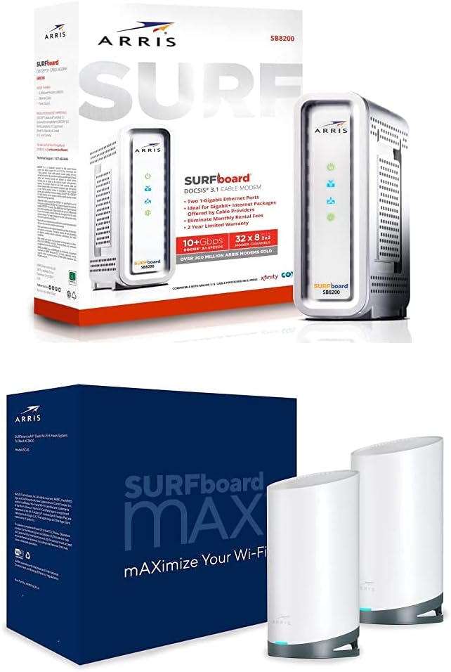 ARRIS SURFboard SB8200 DOCSIS 3.1 Gigabit Cable Modem, White T44984