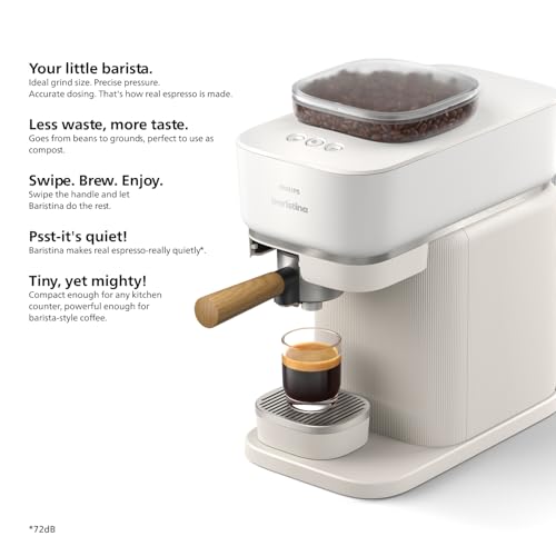 Philips Baristina Espresso Machine, Compact, 16 Bar Pump Pressure, Black B155