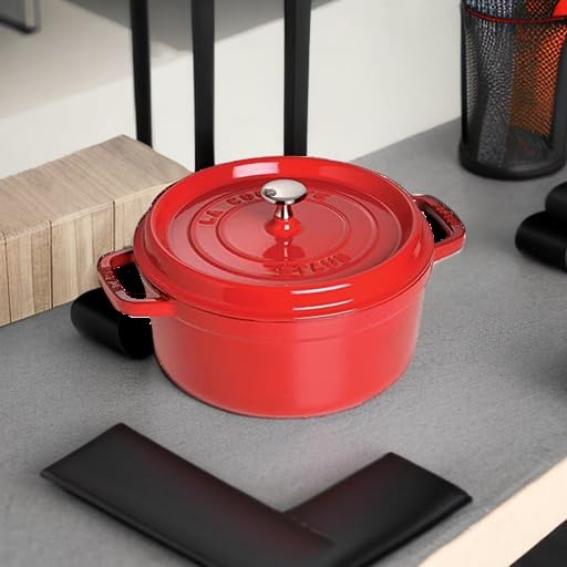 STAUB Cast Iron Dutch Oven 5.5-qt Round Cocotte, Black Matte P4487