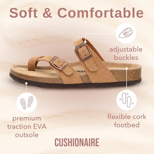 CUSHIONAIRE Women's Luna Cork Footbed Sandal I795