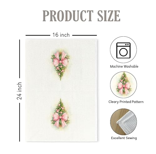 Christmas Tree Kitchen Towels - Neutral Christmas Hand Towels, 16 x 24 Inch V47794