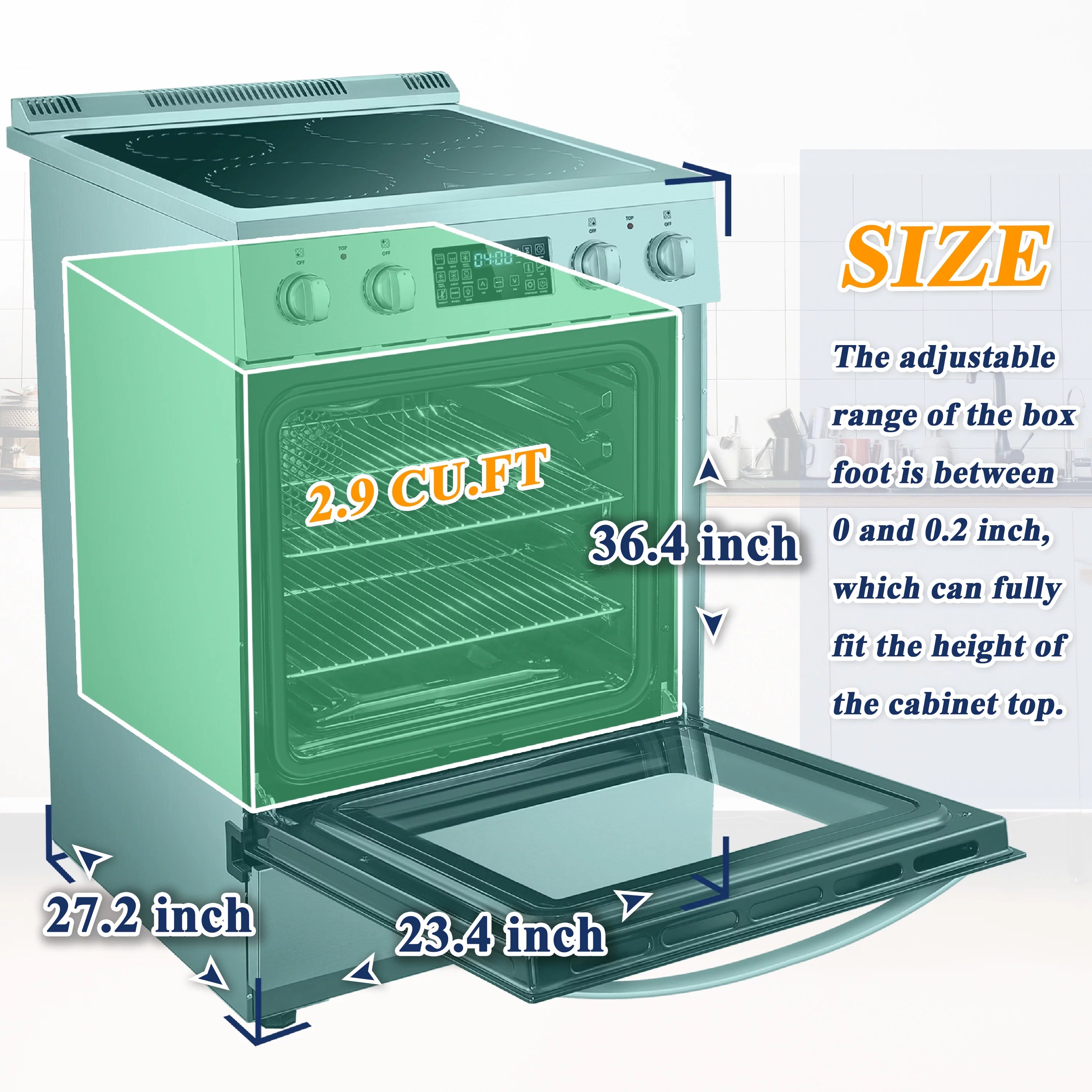 Lanbo 24 inch 2.9 Cu.ft Freestanding Electric Range with Air Fry and Convection Oven O961668