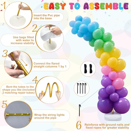 AerWo Balloon Arch Kit 9.35FT & 6FT with Gold Frame Stand for Wedding Party Decor C288064