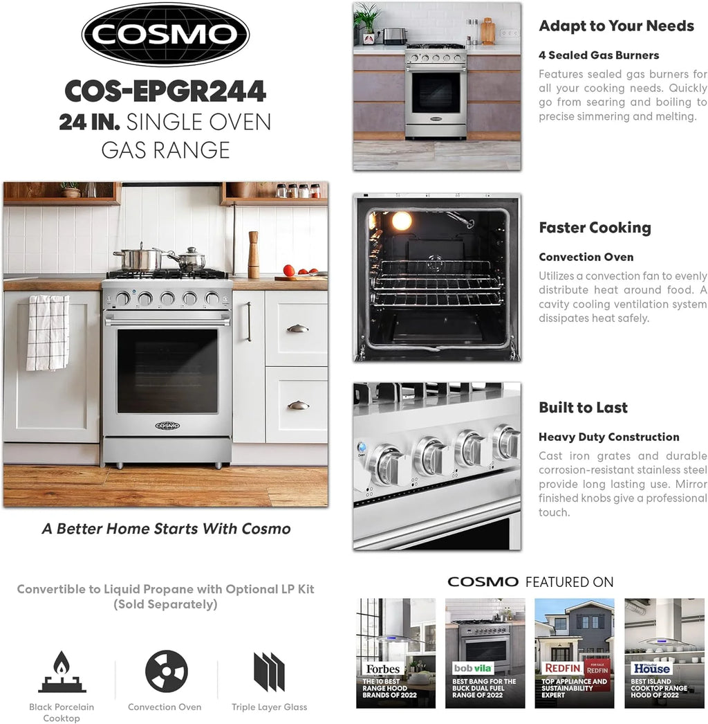 24 in. Freestanding Gas Range with Stainless Steel Oven N609