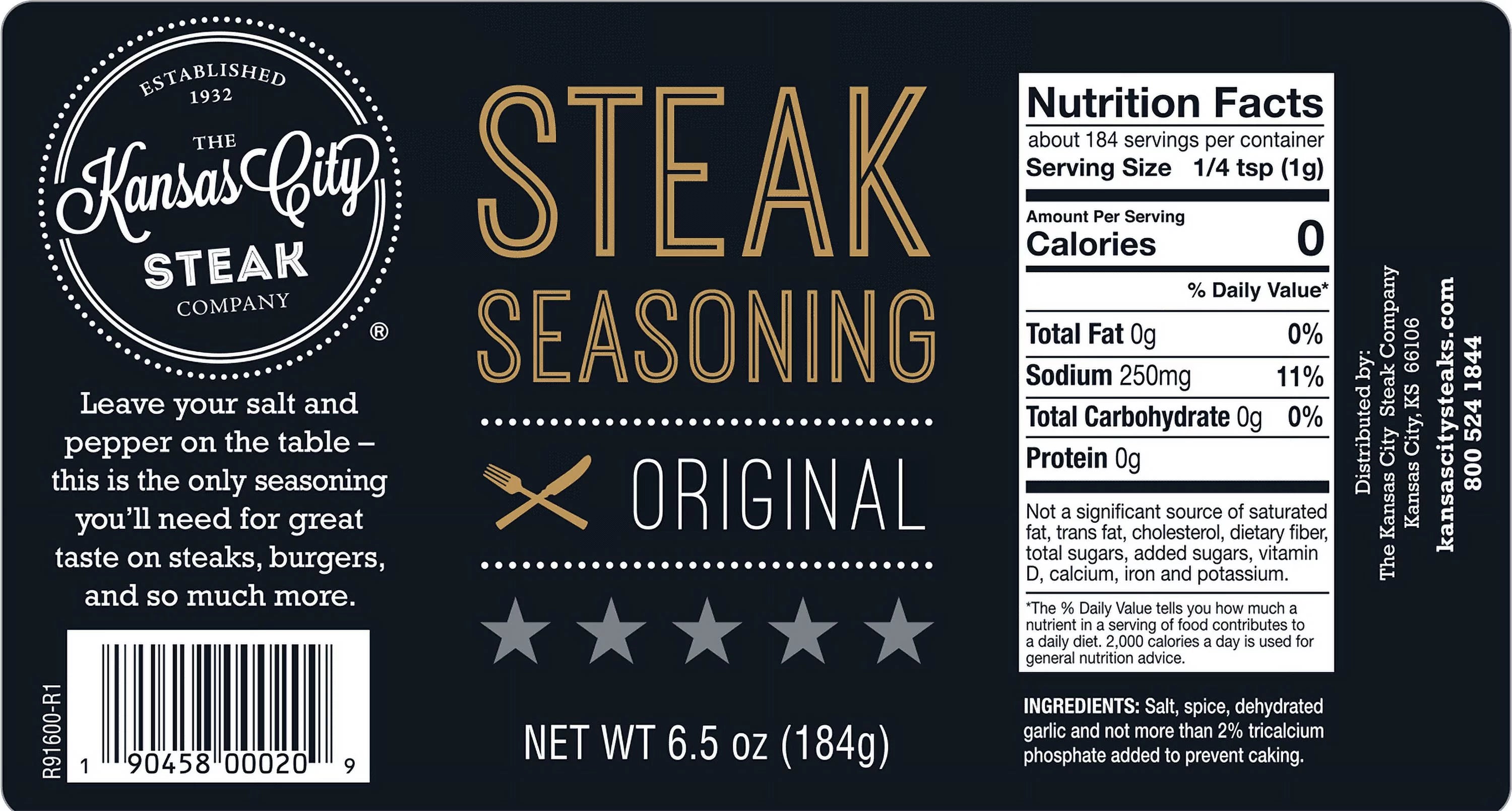 Kansas City Steak Company Original Steak Seasoning D428981