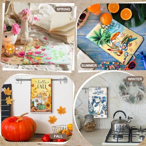 12 Pcs Seasonal Kitchen Towels Set Gnome Style Bright Color K6356