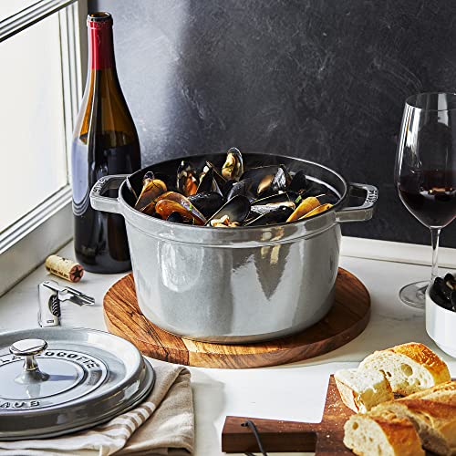 STAUB Cast Iron Dutch Oven 5.5-qt Round Cocotte, Black Matte P4487