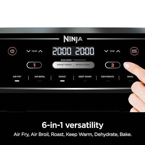 Ninja DZ401 Foodi 10 Quart DualZone XL 2-Basket Air Fryer, Grey L260