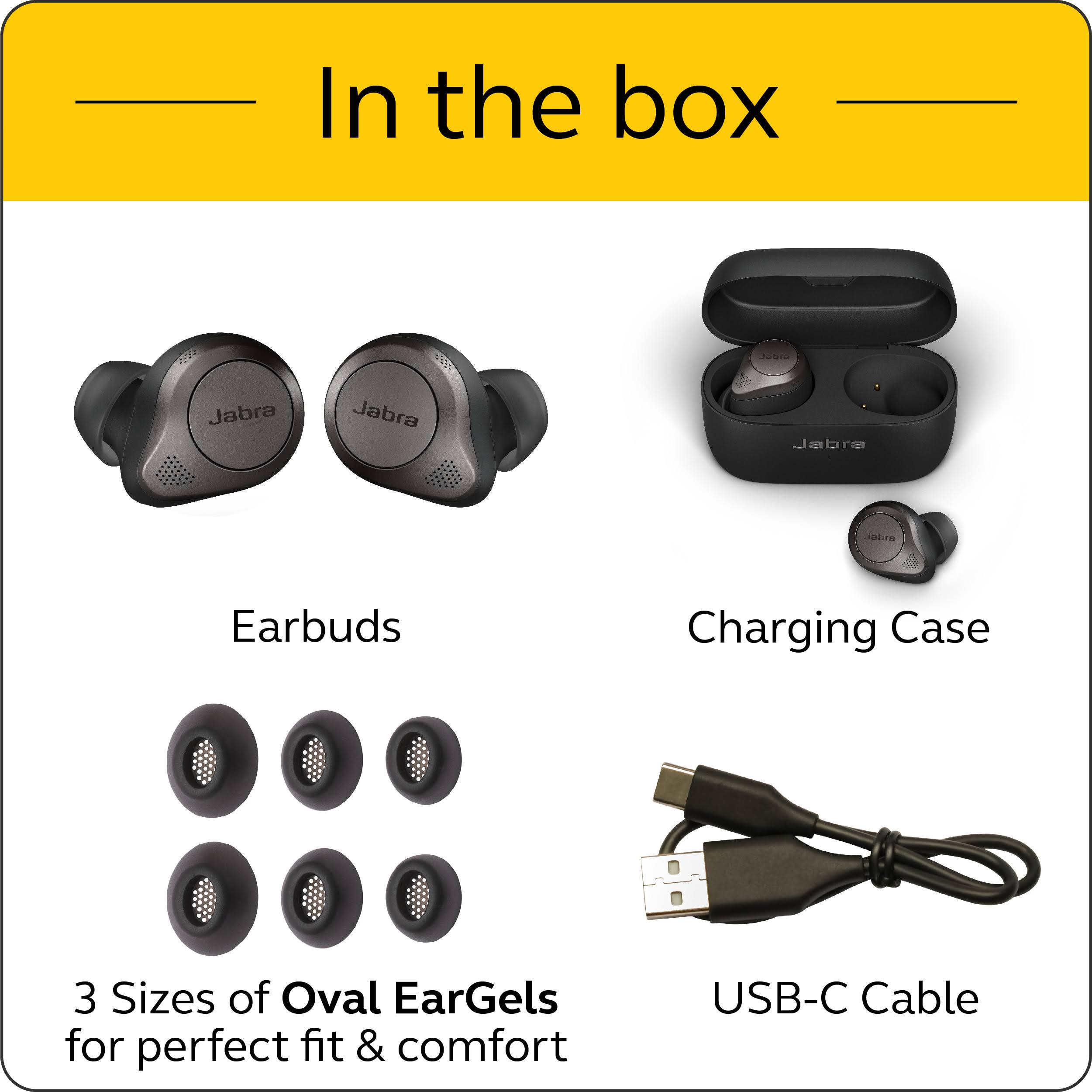 Jabra Elite 85t Wireless In-Ear Earphones with Mic, Noise-Canceling, Titanium Black L1671