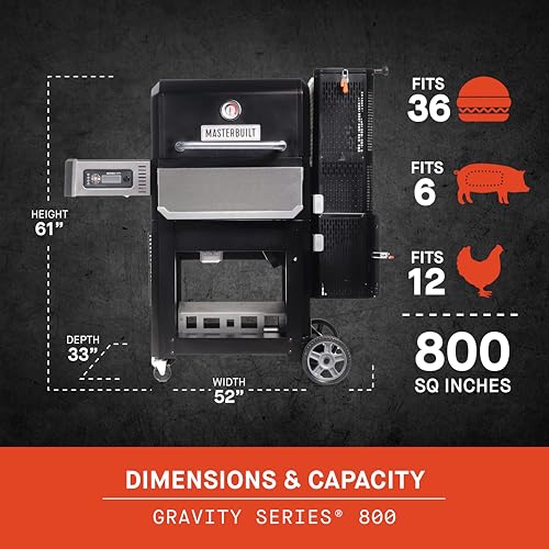Masterbuilt Gravity Series 800 Digital Charcoal Grill and Smoker, Black M23582