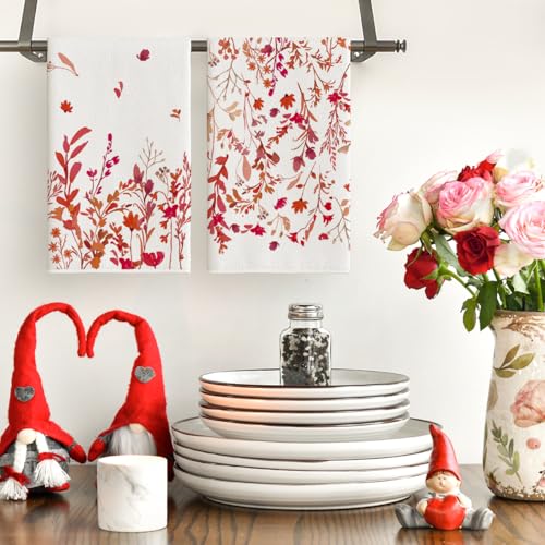 Artoid Mode Wildflower Floral Christmas Kitchen Towels, 18x26 Inch, Set of 2 N243175