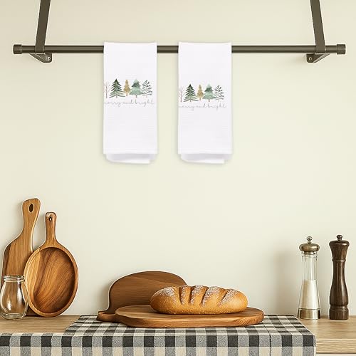 Christmas Tree Kitchen Towels - Neutral Christmas Hand Towels, 16 x 24 Inch V47794