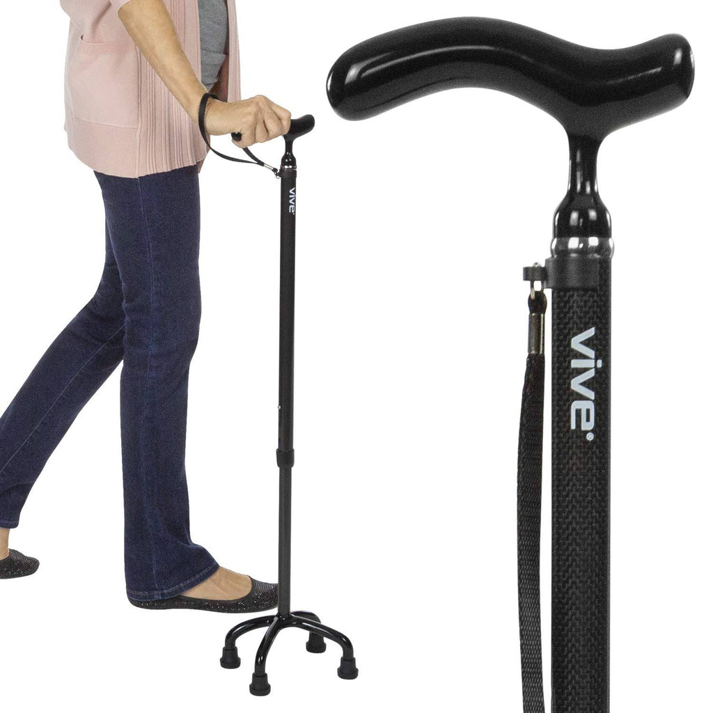 Vive Carbon Fiber Quad Cane - Lightweight Walking Stick W153