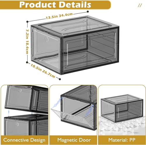 Clear Stackable Shoe Storage Boxes 6 Pack, White B85151
