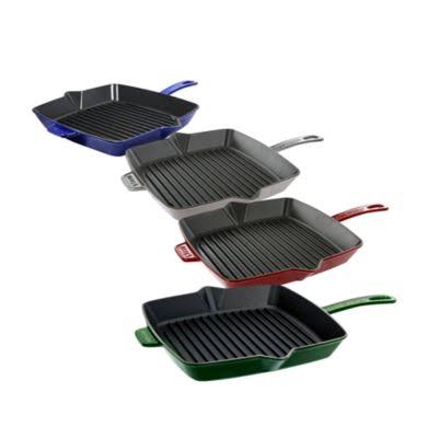 Staub Cast Iron Square Grill Pan, 10-in, Dark Blue Z741976