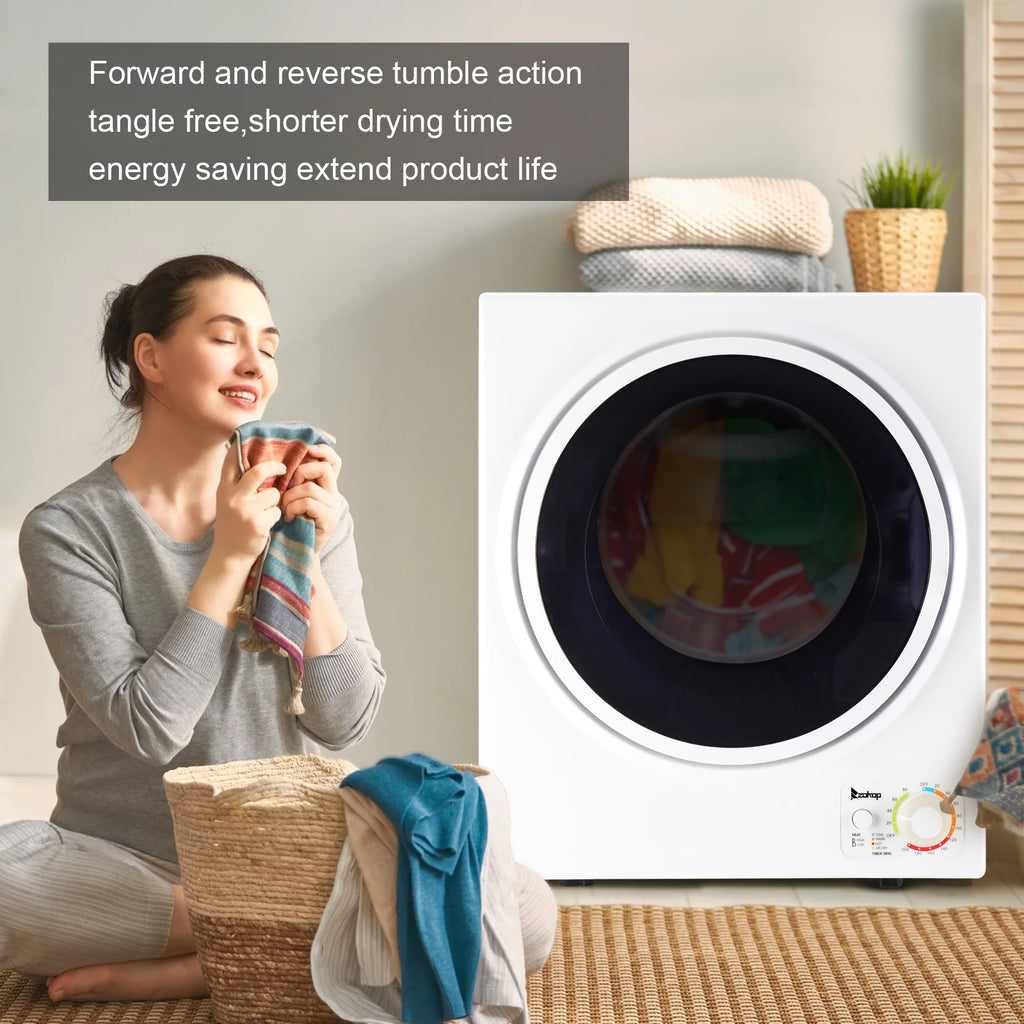 iRerts Portable Clothes Dryer 850W Compact Electric Dryer with Stainless Steel Tub, White Q355997