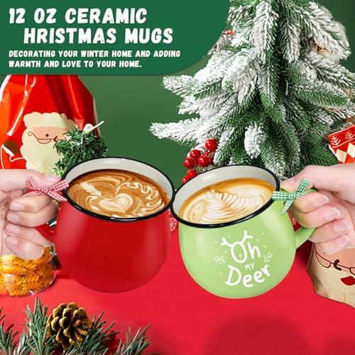 Classic Christmas Coffee Mug Set of 4, 12 oz Ceramic with Gift Box V15146