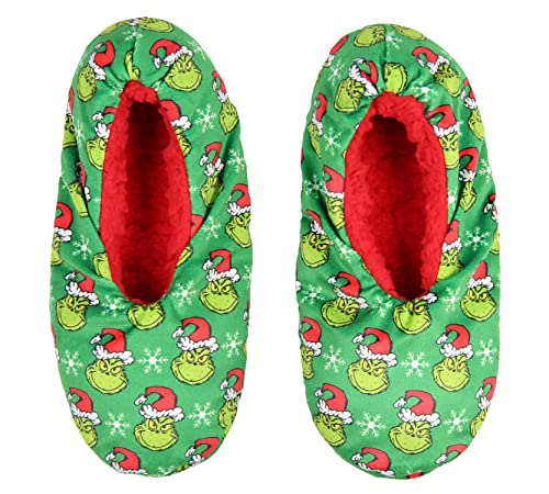 Bioworld Dr. Seuss Grinch Slipper Socks with No-Slip Sole X3437