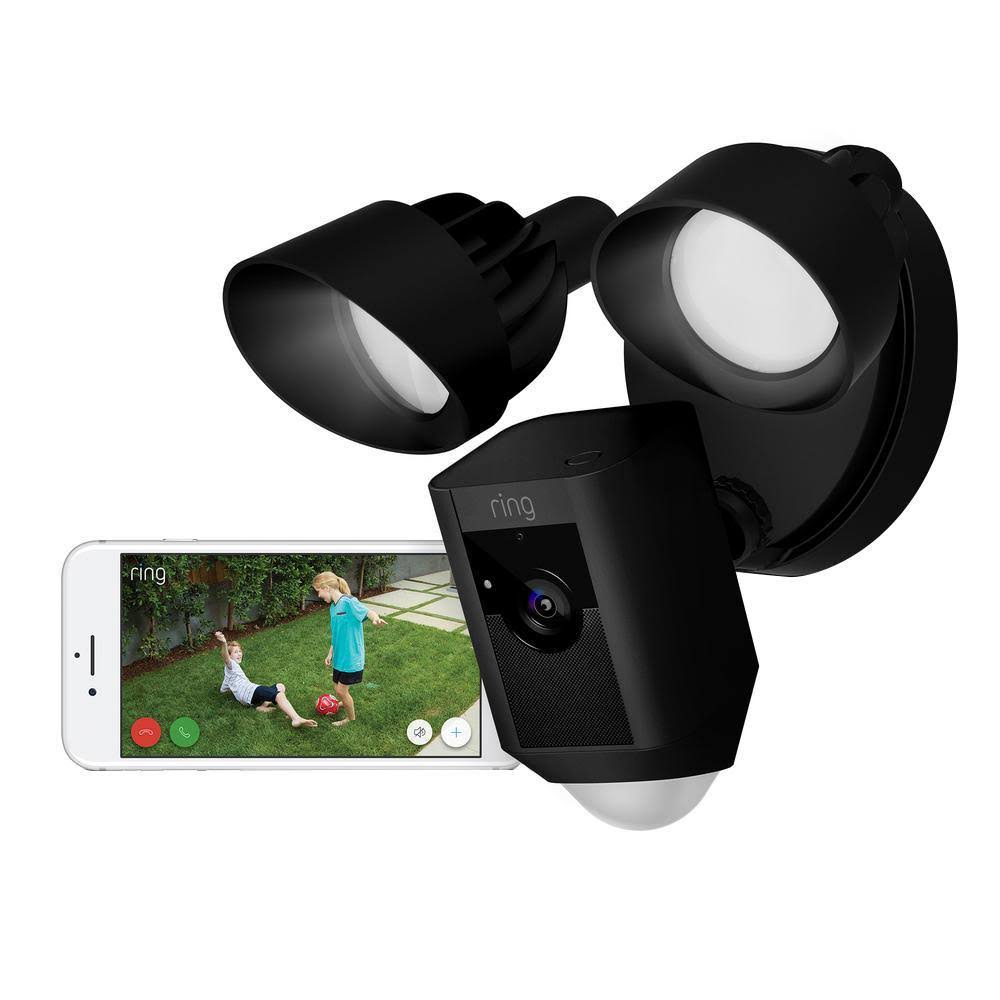 Ring Outdoor Wi-Fi Cam with Motion Floodlight, Black (2-Pack) P859865